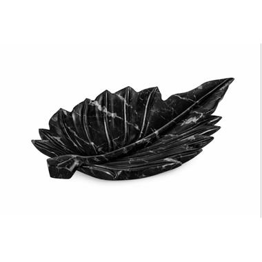 Palm Leaf Dish In Black Marble